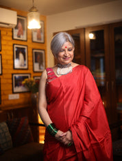 Red Chanderi Tissue Silk Saree-SRRCTSS104