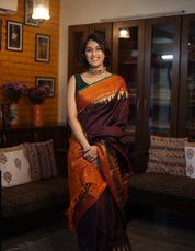 Coffee Brown Kanjeevaram Silk Saree-SRCBKSS244