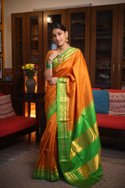 Orange Silk Ilkal Saree - SROSIS116