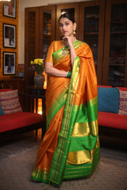 Orange Silk Ilkal Saree - SROSIS116