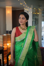 Green Chanderi Cotton Silk Saree - SRGCSS432