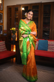 Orange Silk Ilkal Saree - SROSIS116