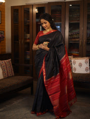 Black Kanjeevaram Silk Saree-SRBKSS252