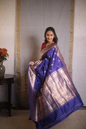 Navy Blue Banarasi Silk Saree - SRNBBSS878