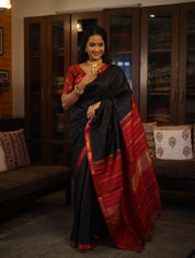 Black Kanjeevaram Silk Saree-SRBKSS252