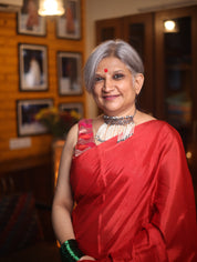 Red Chanderi Tissue Silk Saree-SRRCTSS104