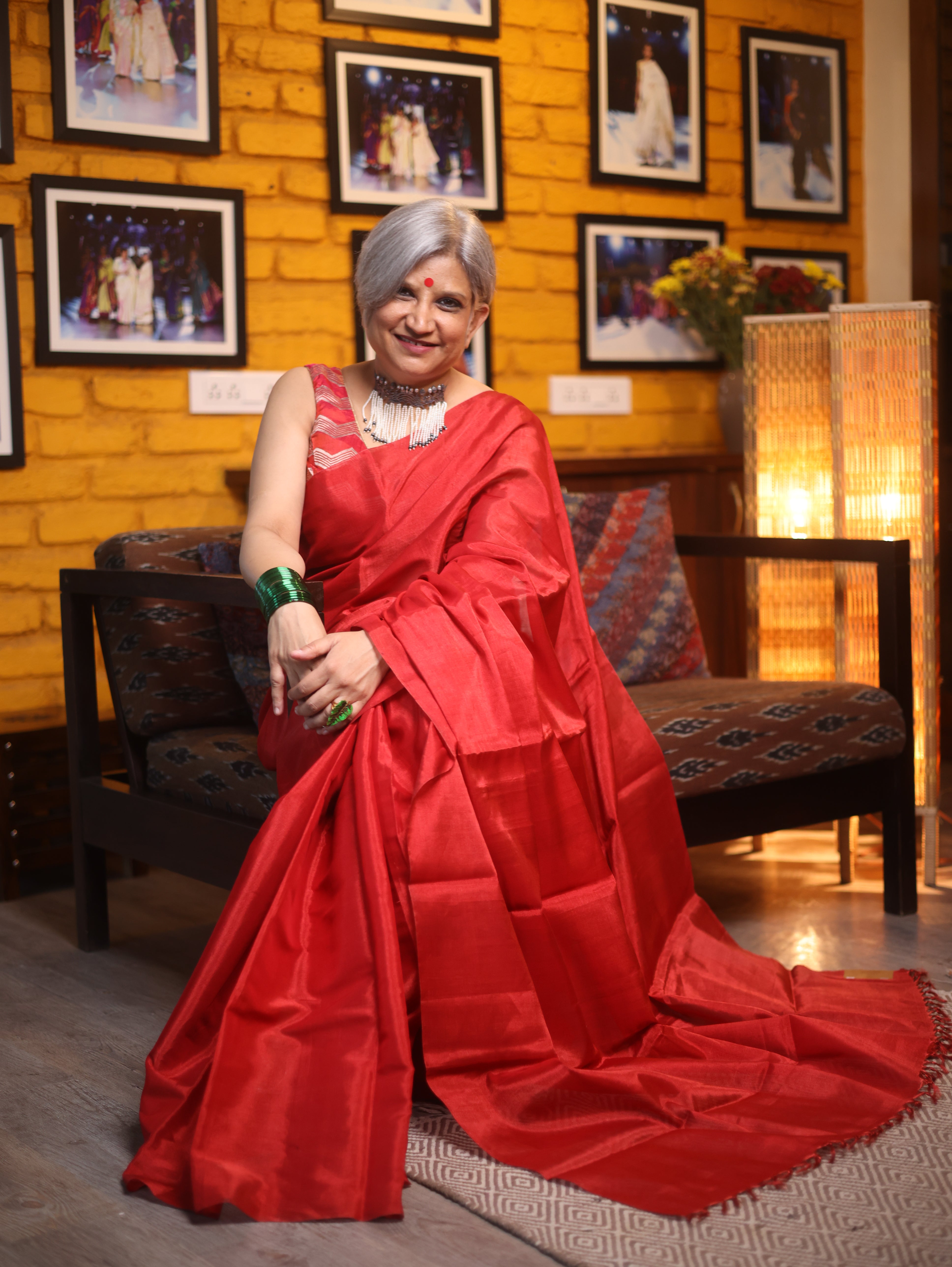 Red Chanderi Tissue Silk Saree-SRRCTSS104