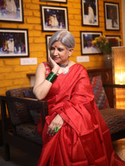 Red Chanderi Tissue Silk Saree-SRRCTSS104