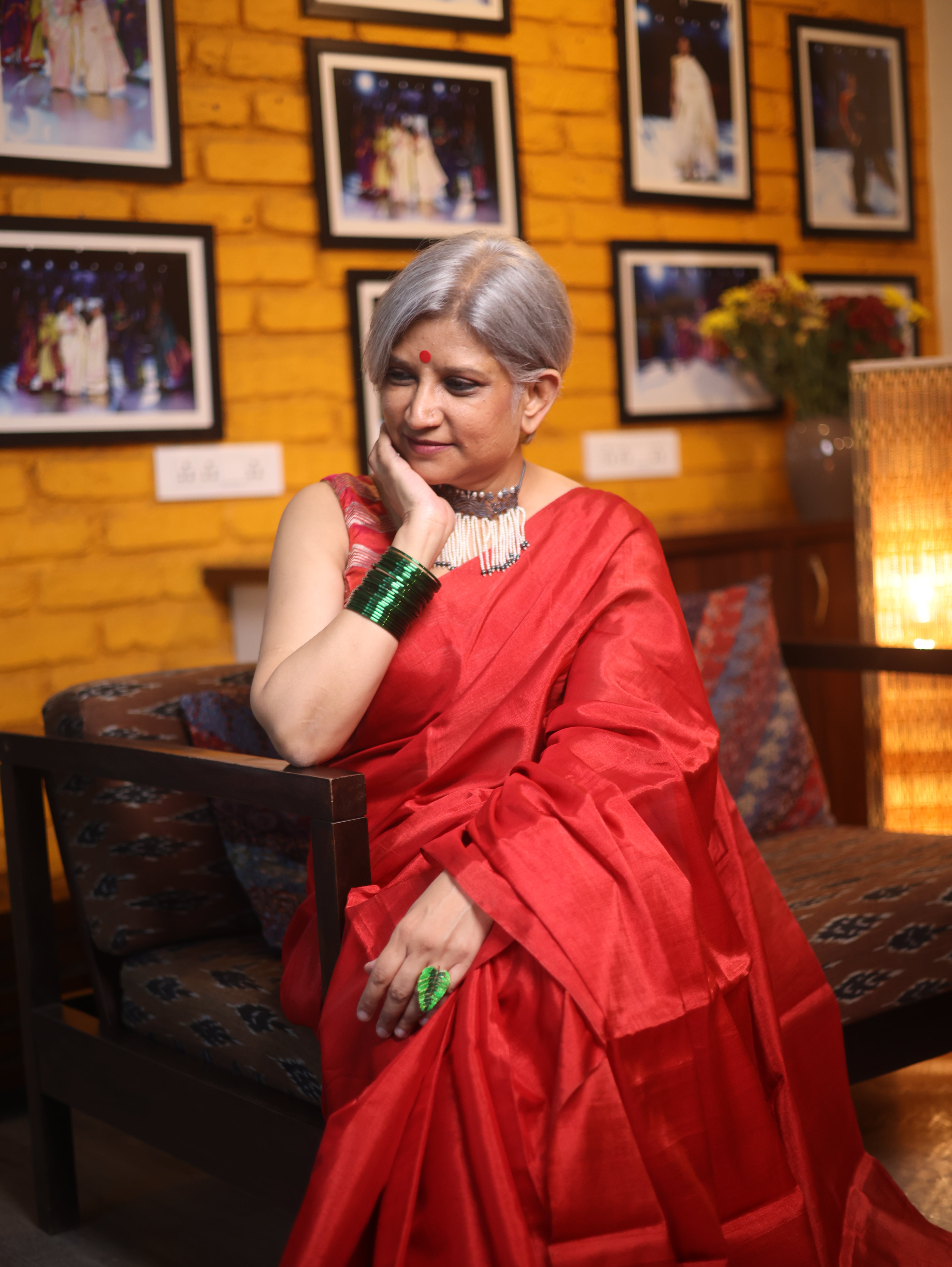 Red Chanderi Tissue Silk Saree-SRRCTSS104