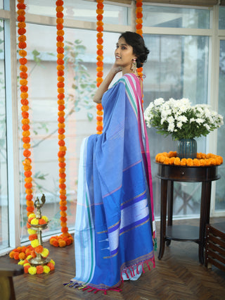 Teal Blue Cotton Ilkal Saree - SRSMCIS27EX