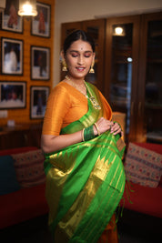 Orange Silk Ilkal Saree - SROSIS116