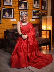 Red Chanderi Tissue Silk Saree-SRRCTSS104