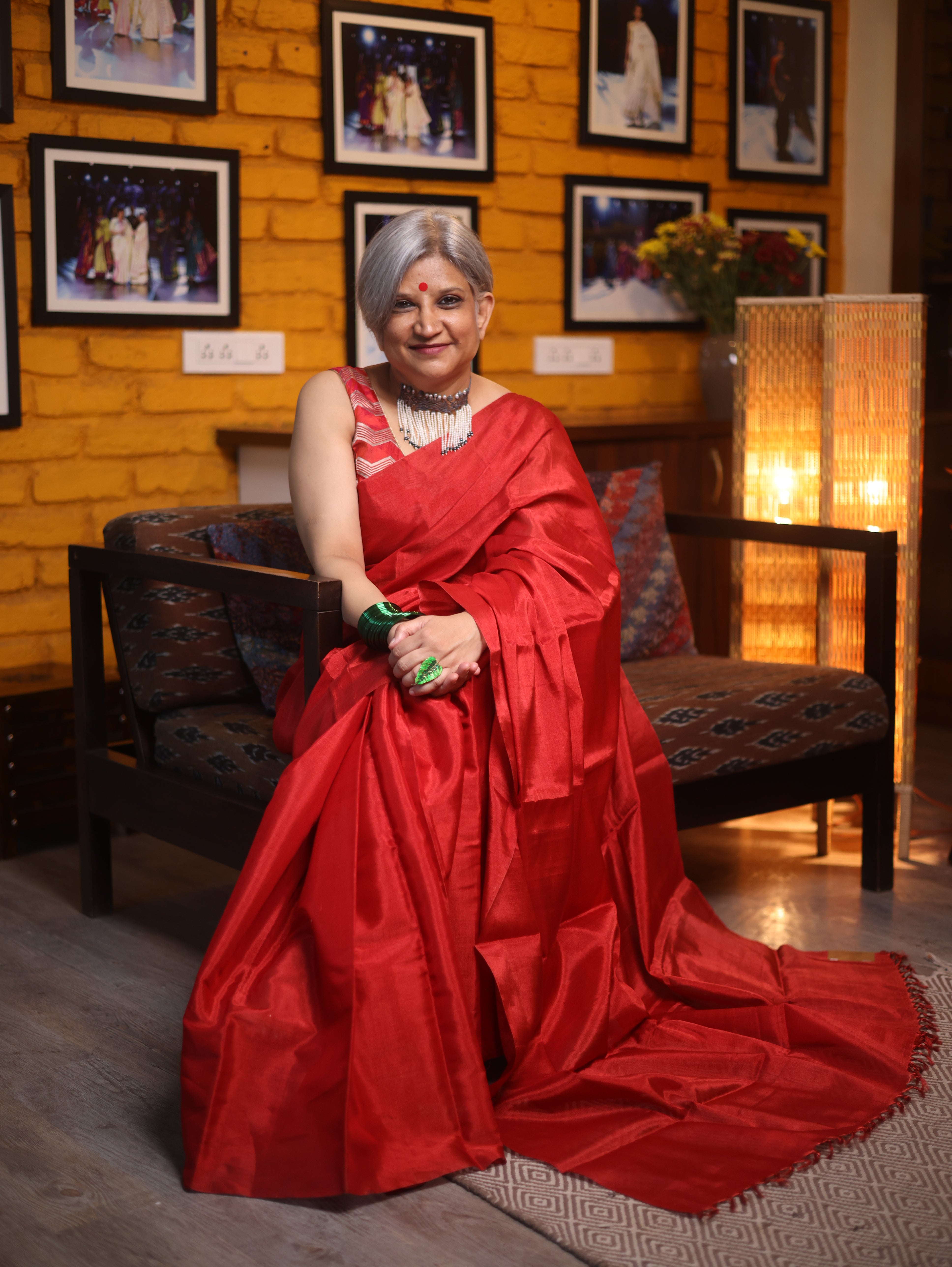 Red Chanderi Tissue Silk Saree-SRRCTSS104