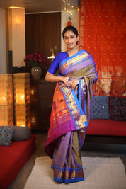 Two Tone Purple Silk Paithani Saree - SRTTPSPS697