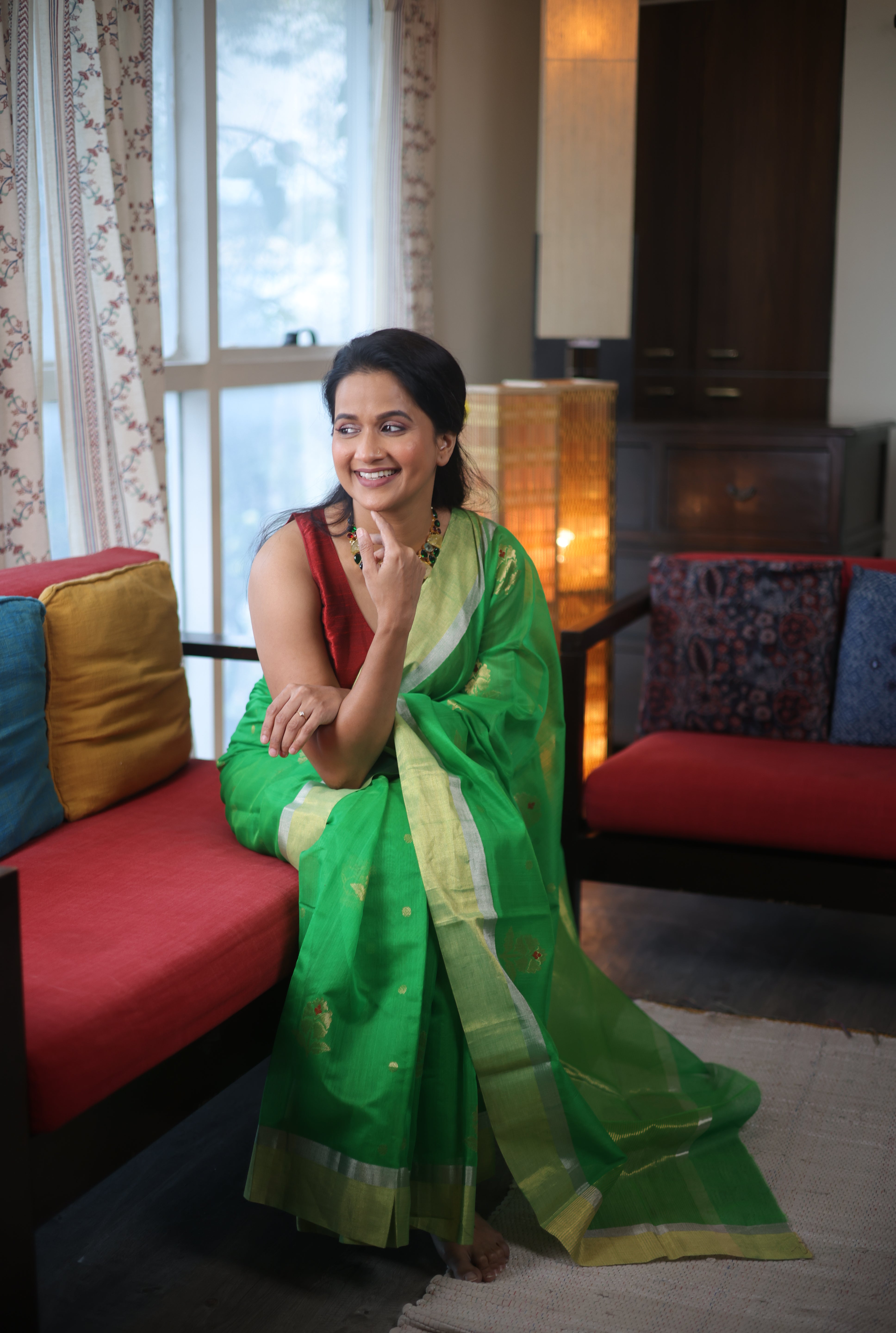 Green Chanderi Cotton Silk Saree - SRGCSS432