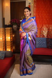 Two Tone Purple Silk Paithani Saree - SRTTPSPS697