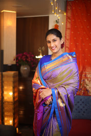Two Tone Purple Silk Paithani Saree - SRTTPSPS697