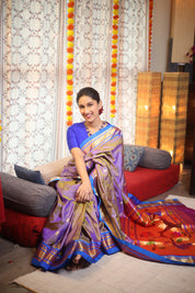 Two Tone Purple Silk Paithani Saree - SRTTPSPS697