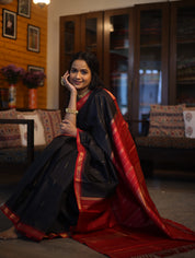 Black Kanjeevaram Silk Saree-SRBKSS252