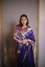 Navy Blue Banarasi Silk Saree - SRNBBSS878