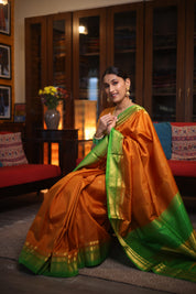 Orange Silk Ilkal Saree - SROSIS116