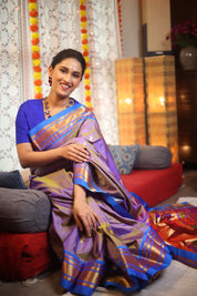 Two Tone Purple Silk Paithani Saree - SRTTPSPS697