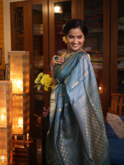 Teal Blue Kosa Tussar Silk Saree - SRTBKTSS853