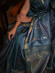 Teal Blue Kosa Tussar Silk Saree - SRTBKTSS853
