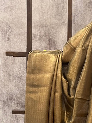 Golden Grey Tissue Tussar Silk Saree - SRGGTTSS197