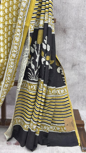 Olive HBP Cotton Saree - SROCS2006