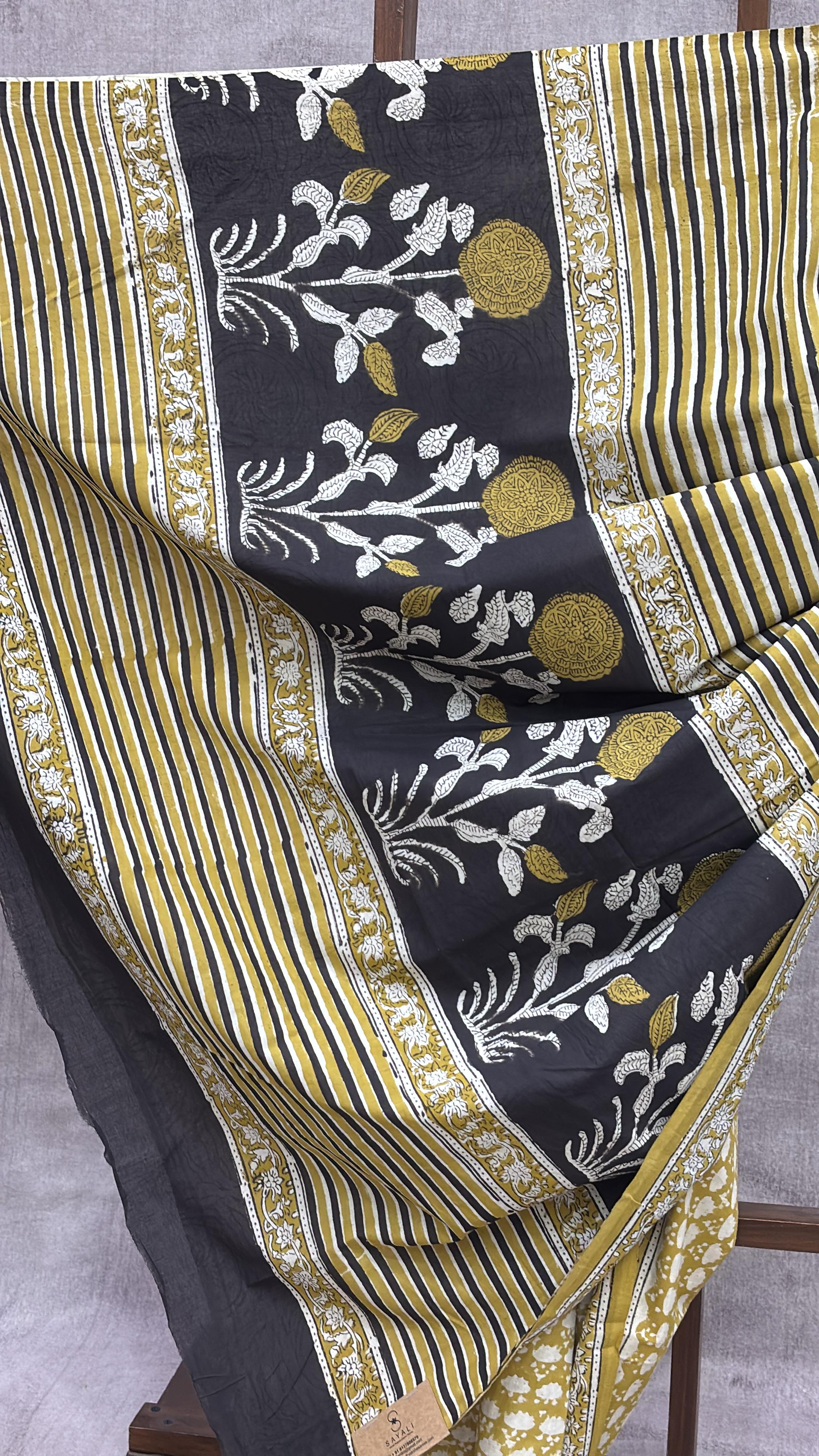 Olive HBP Cotton Saree - SROCS2006