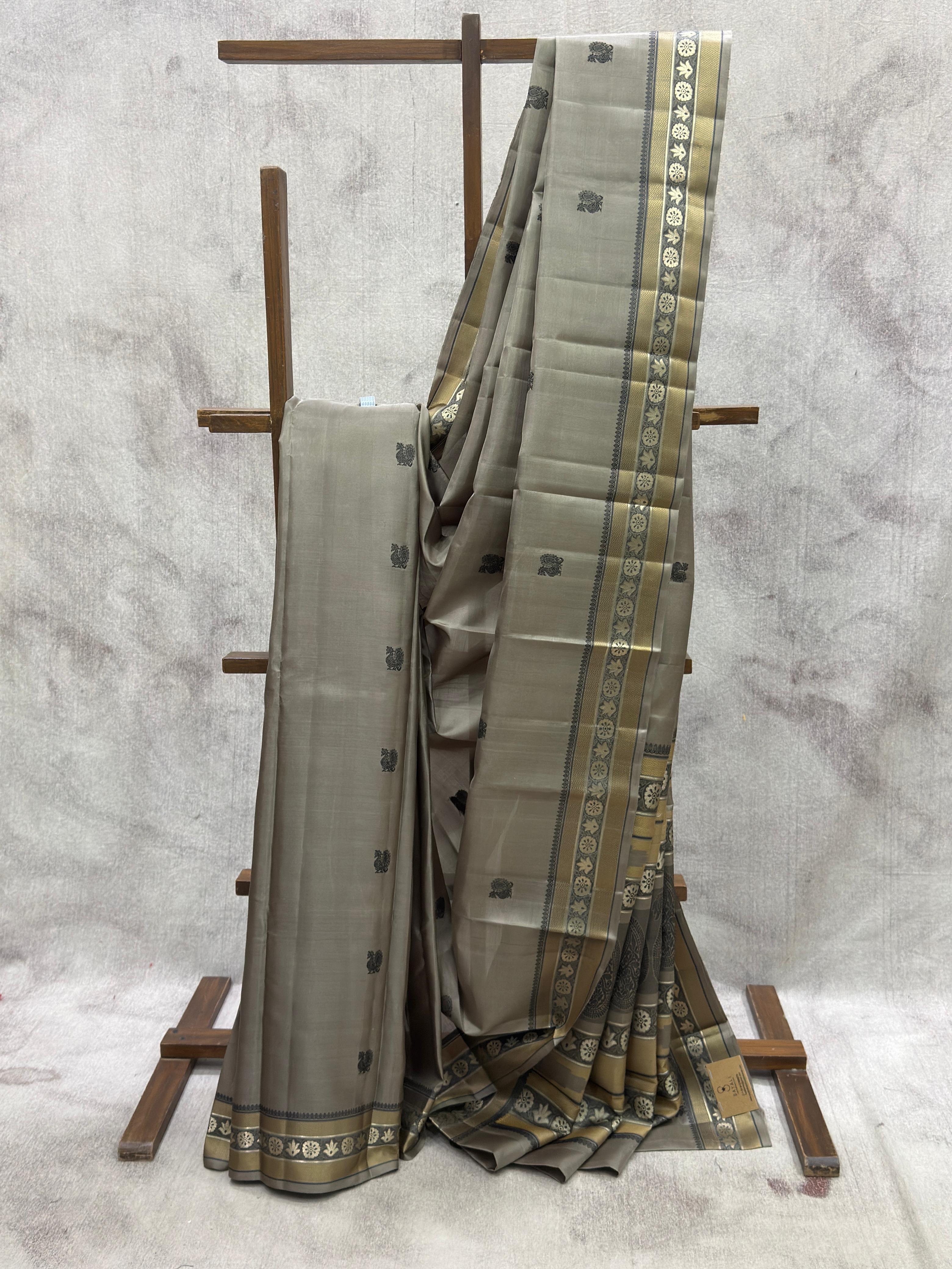 Grey Kanjeevaram Silk Saree - SRGKSS594