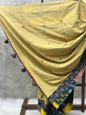 Beige Cotton Patchwork Saree-SRBCPS219