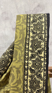 Olive HBP Cotton Saree - SROCS2035