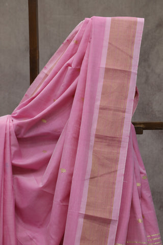 Pastel Pink Cotton Paithani Saree - SRPPCPS450