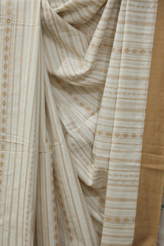 Off-White Bengal Cotton Saree - SROWBCS76