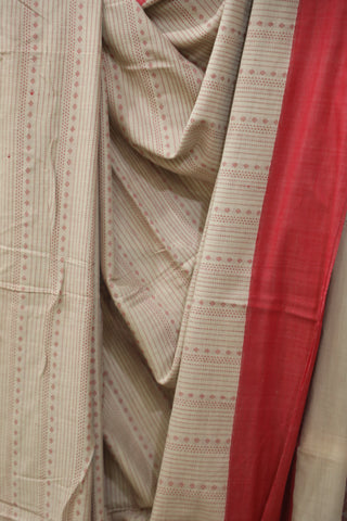 Beige Bengal Cotton Saree - SRBBCS88