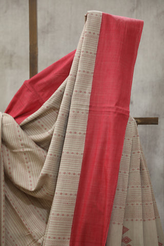 Beige Bengal Cotton Saree - SRBBCS88