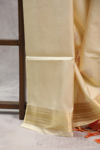 Cream Soft Silk Saree - SRCSSS262