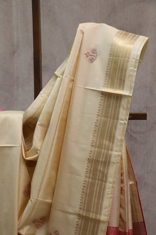 Cream Soft Silk Saree - SRCSSS262