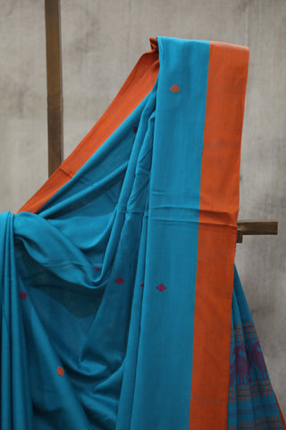 Blue Bengal Cotton Saree - SRBBCS98