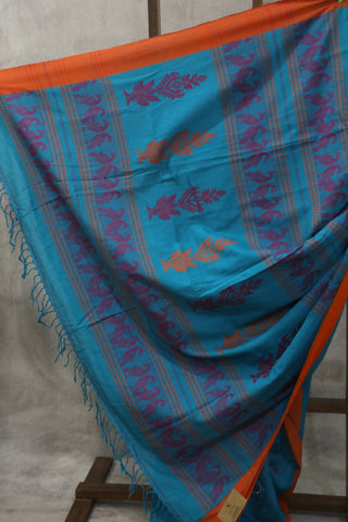 Aqua Green Bengal Cotton Saree - SRAGBCS98