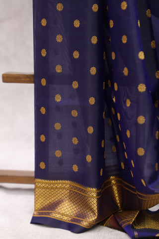 Dark Blue Gadwal Silk Saree - SRDBGSS402