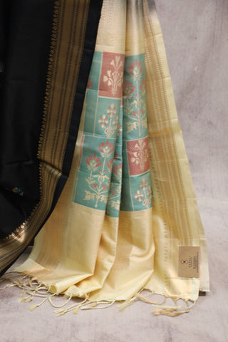 Black Soft Silk Saree - SRBSSS264