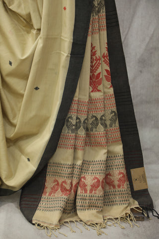 Beige Bengal Cotton Saree - SRBBCS96