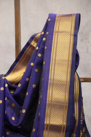 Dark Blue Gadwal Silk Saree - SRDBGSS402