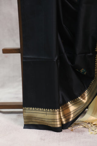 Black Soft Silk Saree - SRBSSS264