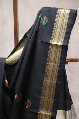 Black Soft Silk Saree - SRBSSS264