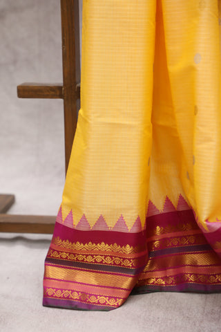 Amber Yellow Gadwal Cotton Silk Saree - SRAYGCSS25