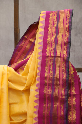 Amber Yellow Gadwal Cotton Silk Saree - SRAYGCSS25